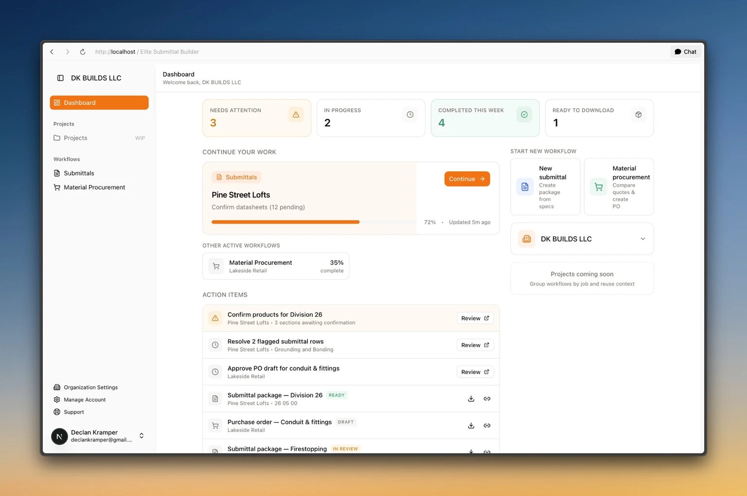 Elite dashboard