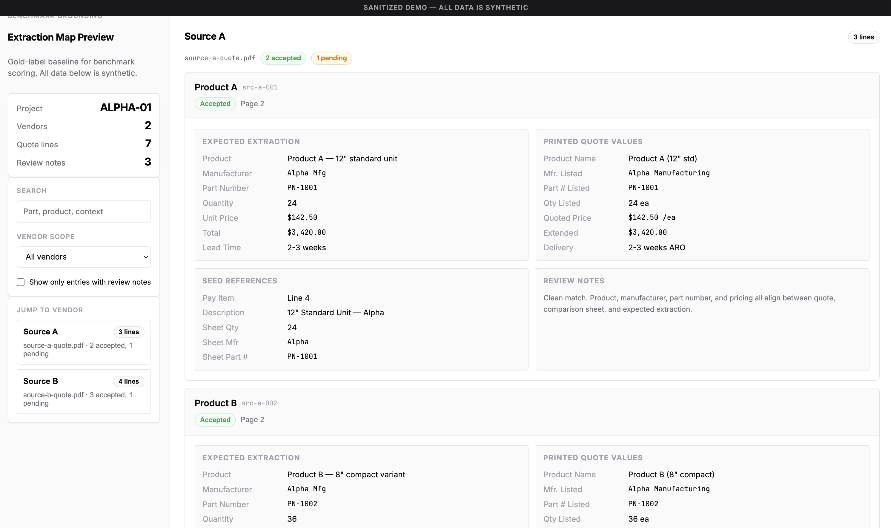 JSON reviewer for inspecting extraction baseline