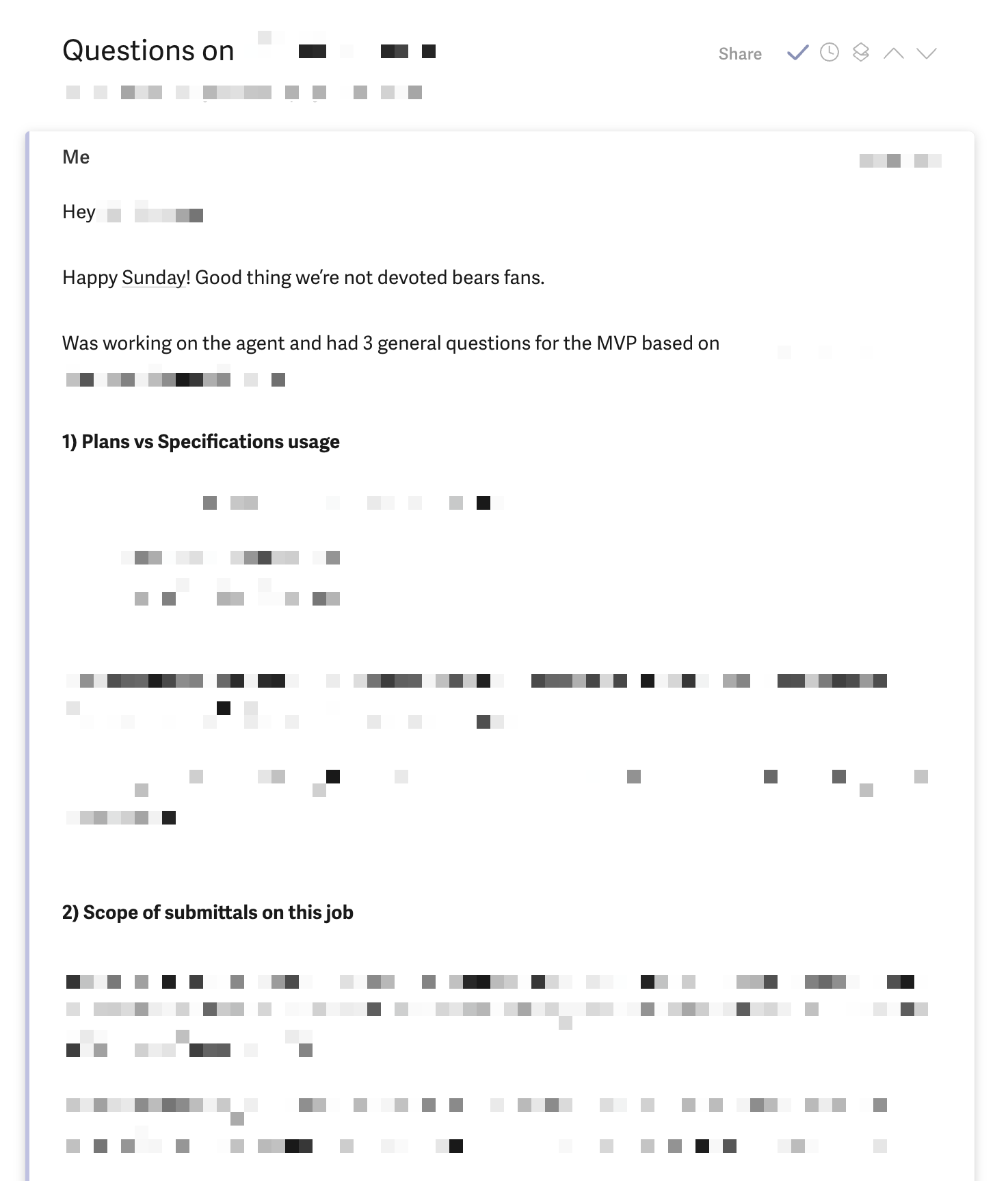 Questions sent to collect workflow context
