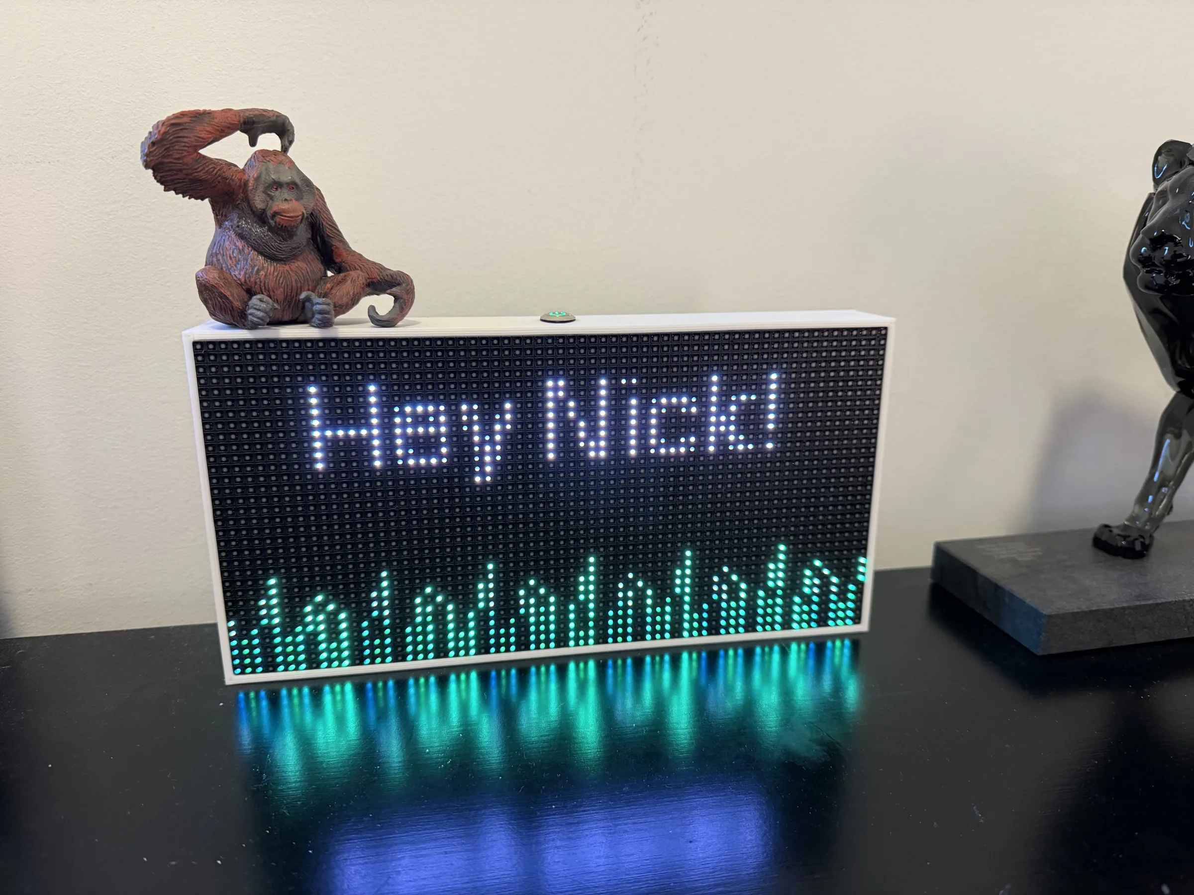 LED display saying hey nick