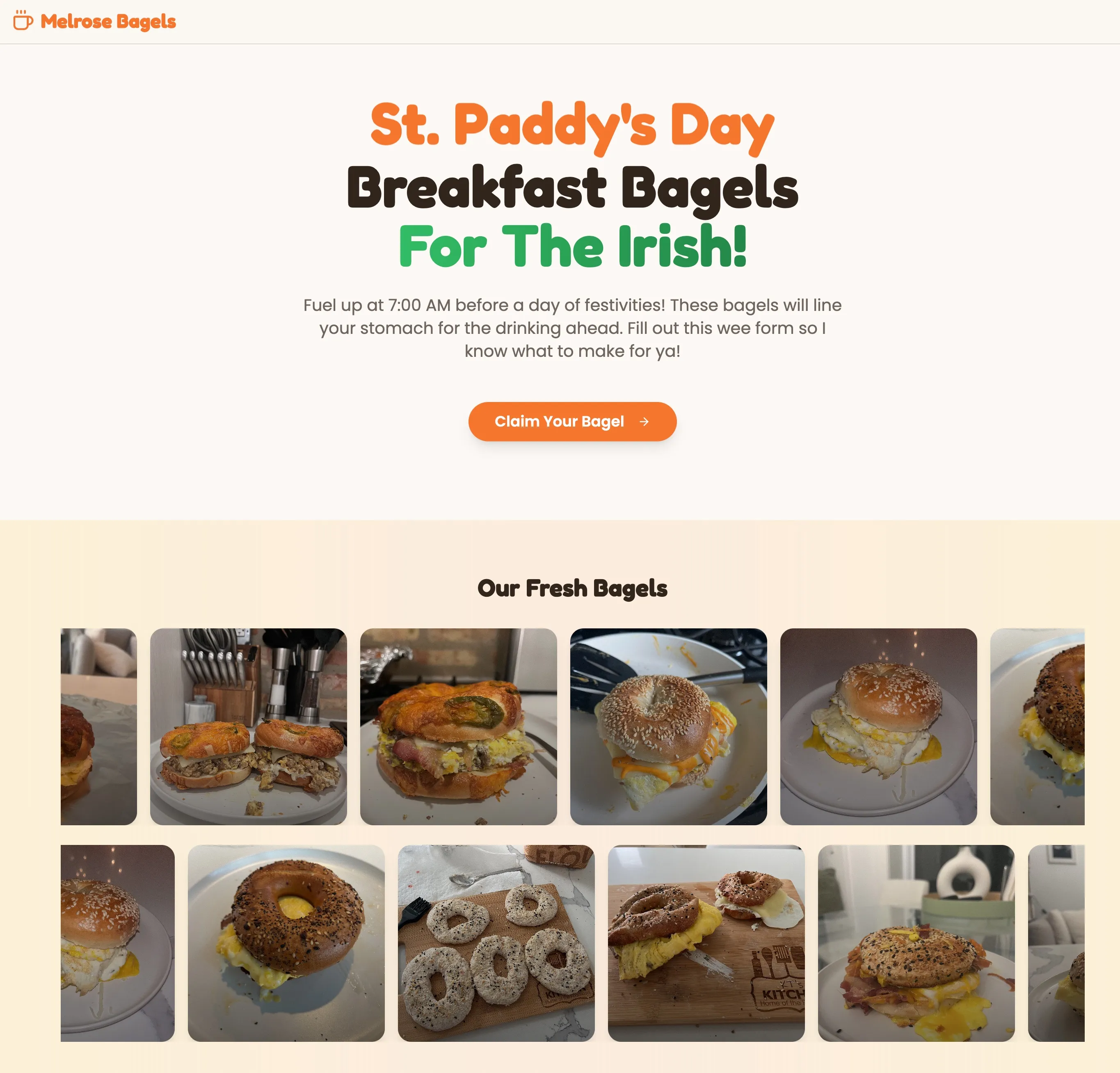 Melrose Bagels Homepage