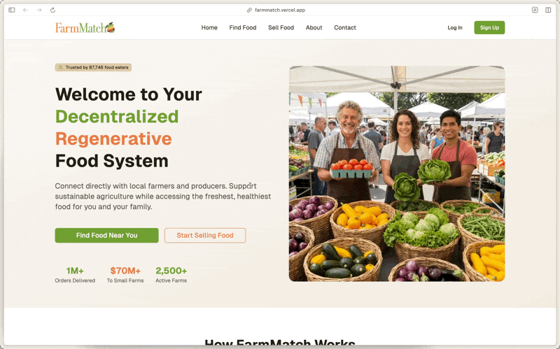 Farmmatch animated search for crop buyers