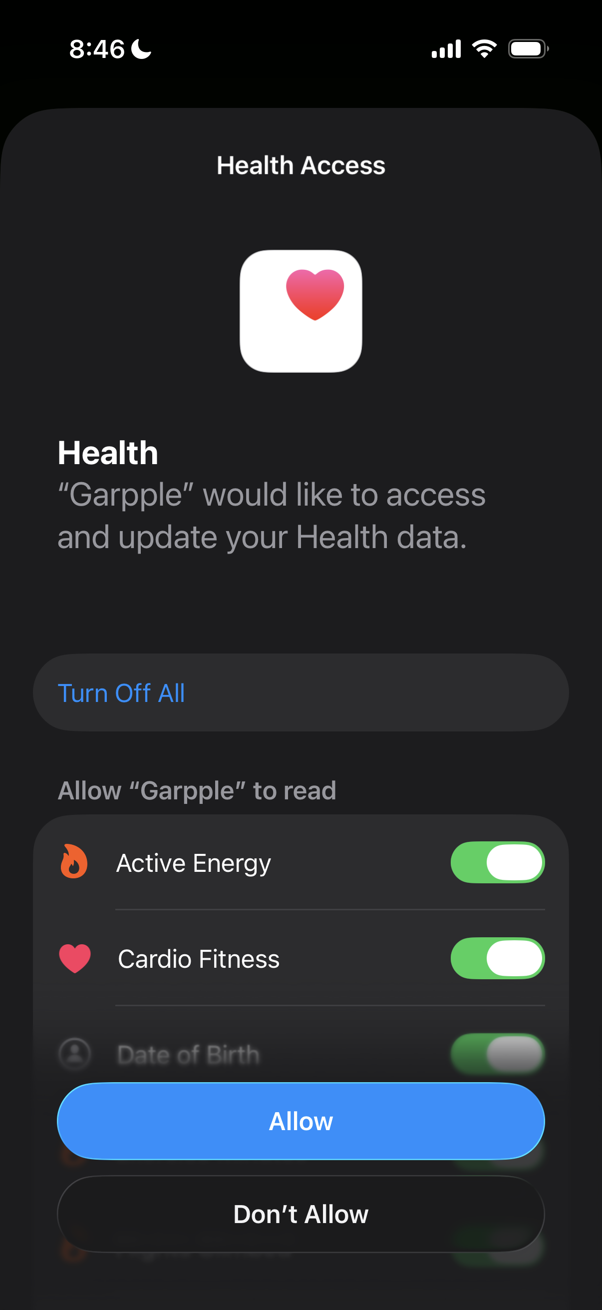 Garpple onboarding step two